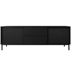 Mobile TV 174x60h cm 2 cassetti design cannettato nero Strike