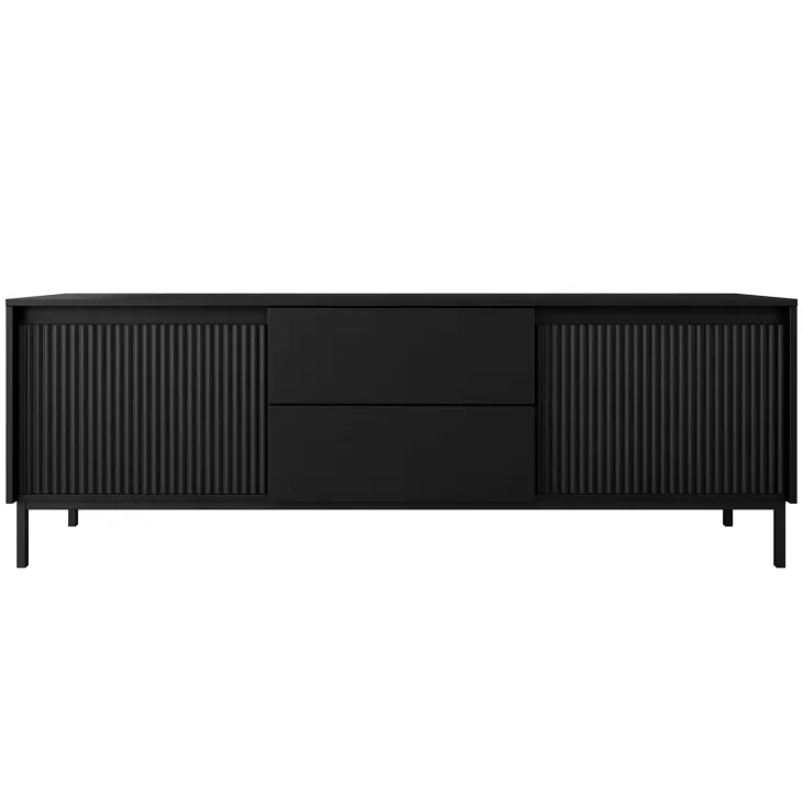 Mobile TV 174x60h cm 2 cassetti design cannettato nero Strike