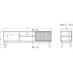 Mobile TV 159x53h cm design cannettato rovere Colby