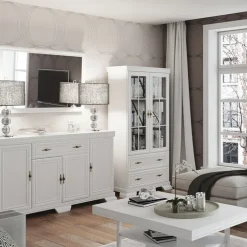 Mobile TV 108x77h cm shabby 1 anta 3 scaffali bianco frassinato Kelly