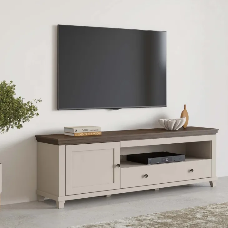 Mobile tv 181x61h cm 1 vano a giorno 1 cassetto 1 anta beige Texel