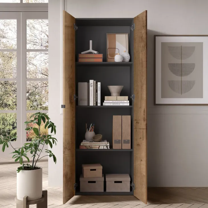 Mobile ufficio multiuso 63x184h cm 2 ante nero pero Jobby