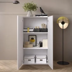 Mobile ufficio multiuso 63x114h cm 2 ante bianco lucido Jobby