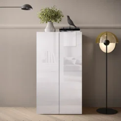 Mobile ufficio multiuso 63x114h cm 2 ante bianco lucido Jobby
