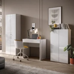 Mobile ufficio multiuso 63x114h cm 2 ante bianco lucido Jobby