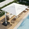 Ombrellone da giardino 4x4m orientabile a 360° con palo laterale telo bianco struttura bianca Formentera