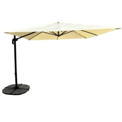 Ombrellone da giardino 3x3m orientabile a 360° con palo laterale telo ecrù struttura nera Levante