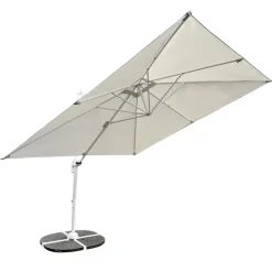 Ombrellone da giardino 3x3m orientabile a 360° con palo laterale telo bianco struttura bianca Levante
