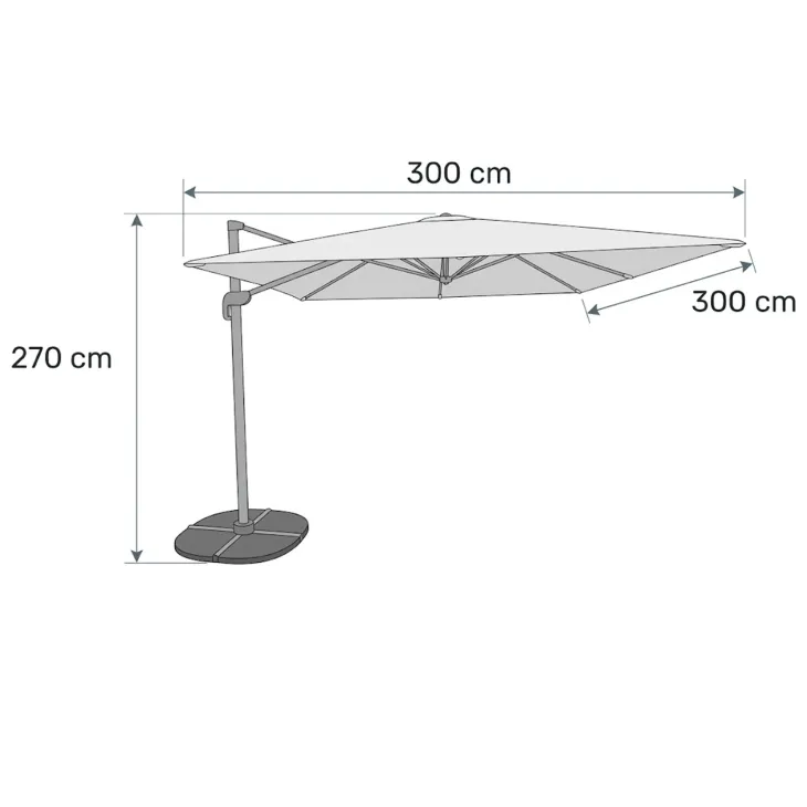 Ombrellone da giardino 3x3m orientabile a 360° con palo laterale telo bianco struttura bianca Levante