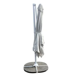 Ombrellone da giardino 3x3m orientabile a 360° con palo laterale telo bianco struttura bianca Levante