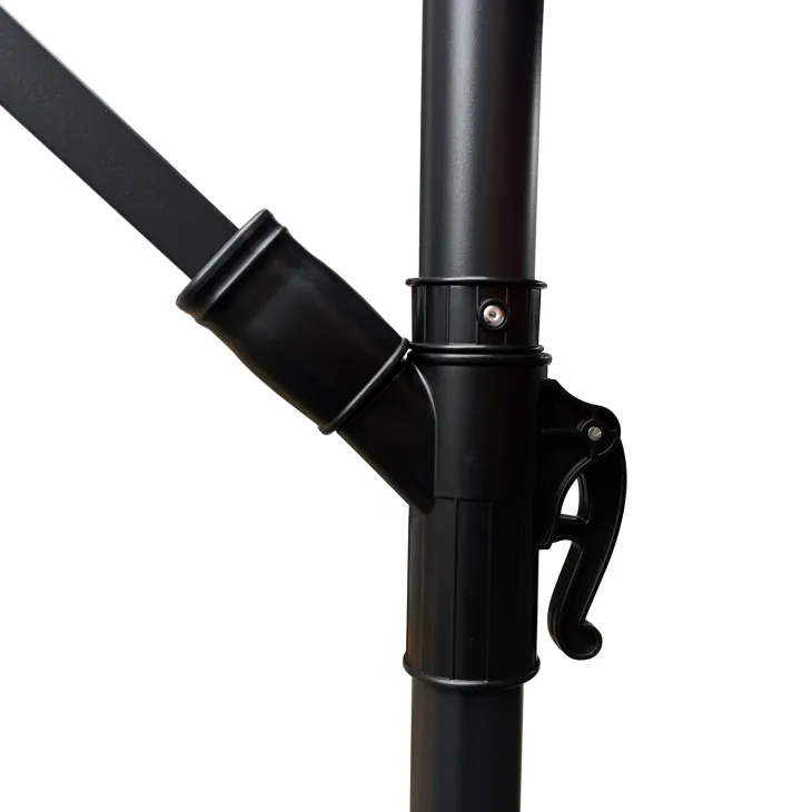 Ombrellone rotondo Ø3m con palo laterale telo grigio struttura nera Ibiza