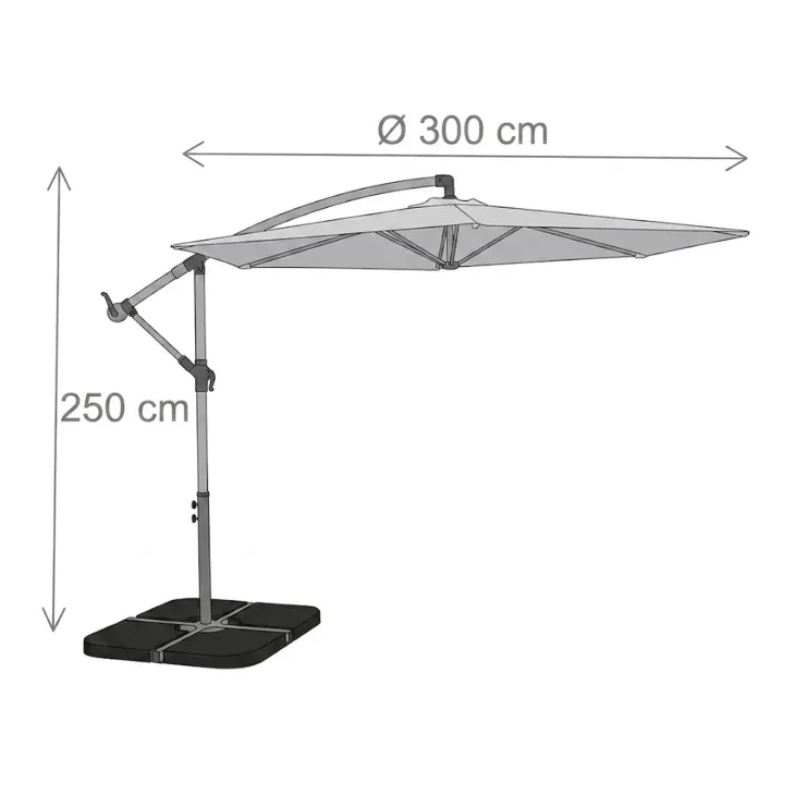 Ombrellone rotondo Ø3m con palo laterale telo ecrù struttura bianca Ibiza