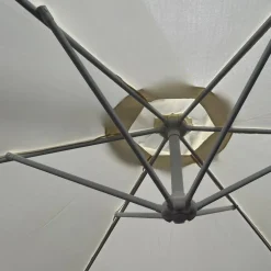 Ombrellone rotondo Ø3m con palo laterale telo ecrù struttura bianca Ibiza
