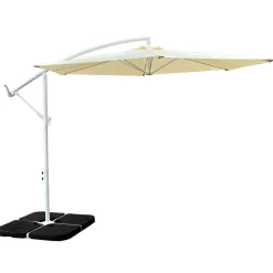 Ombrellone rotondo Ø3m con palo laterale telo ecrù struttura bianca Ibiza