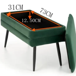 Panca contenitore 78x42cm in velluto moderna verde nero Franz