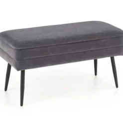 Panca contenitore 78x42cm in velluto moderna grigio nero Franz