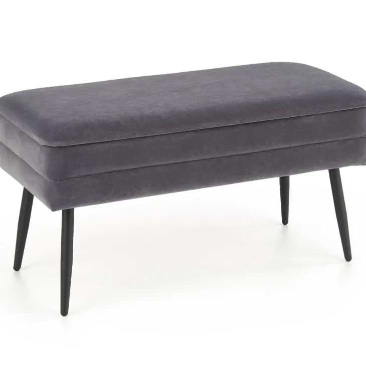 Panca contenitore 78x42cm in velluto moderna grigio nero Franz