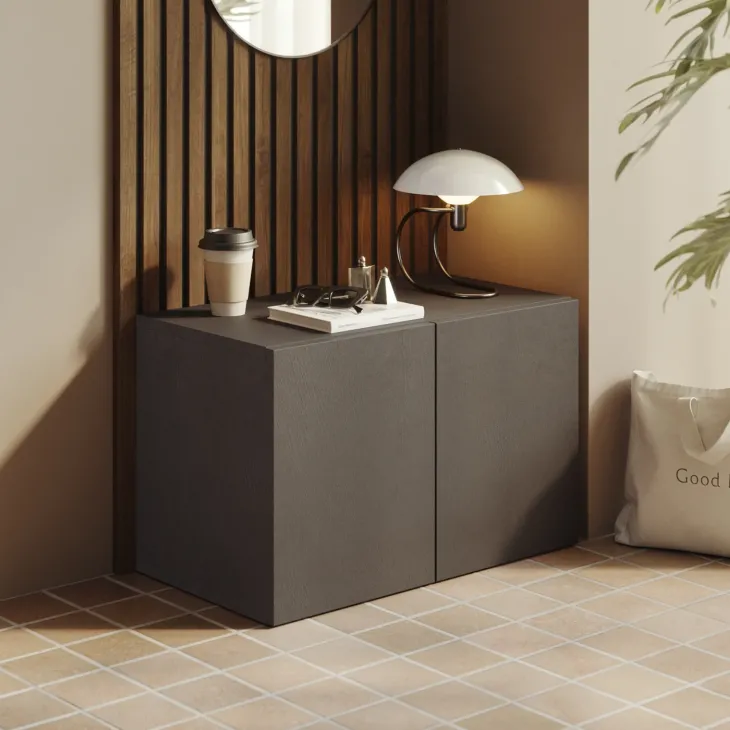 Panca da terra ingresso 63x35h cm 2 ante ossido nero Sunset