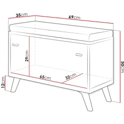 Panca ingresso 69x50h cm con scarpiera bianco rovere Clea