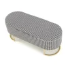 Panca moderna 105x42cm in tessuto nero bianco oro Denes
