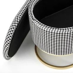 Panca moderna 105x42cm in tessuto nero bianco oro Denes