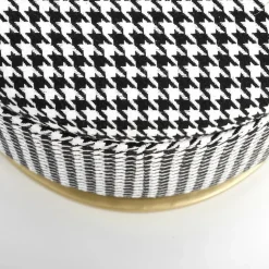 Panca moderna 105x42cm in tessuto nero bianco oro Denes