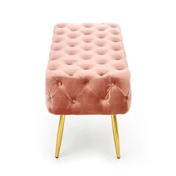 Panca moderna 100x45cm in tessuto rosa oro Napoleon