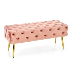 Panca moderna 100x45cm in tessuto rosa oro Napoleon