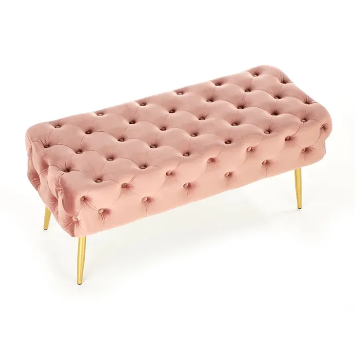 Panca moderna 100x45cm in tessuto rosa oro Napoleon