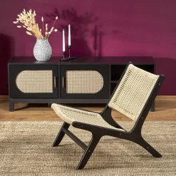 Panca relax moderna in rattan naturale nero Salvin