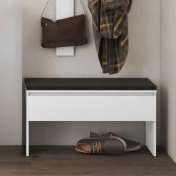 Panca scarpiera 92x50cm con imbottitura bianco Accent