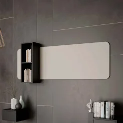 Pannello a parete 160x52h cm con mensola beige cashmere nero Bellagio