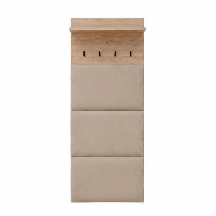 Pannello appendiabiti 60x156h cm con mensola imbottito beige cashmere rovere Berlino