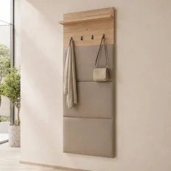 Pannello appendiabiti 60x156h cm con mensola imbottito beige cashmere rovere Berlino