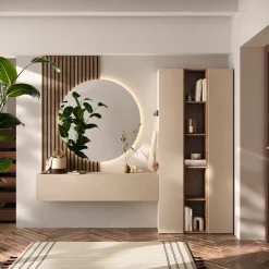 Pannello cannettato a muro 69x138h cm con ganci appendiabiti rovere scuro Sunset Decor