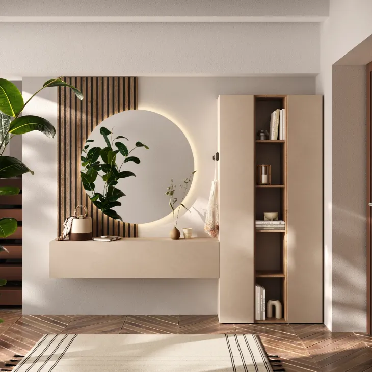 Pannello cannettato a muro 69x138h cm con ganci appendiabiti rovere scuro Sunset Decor