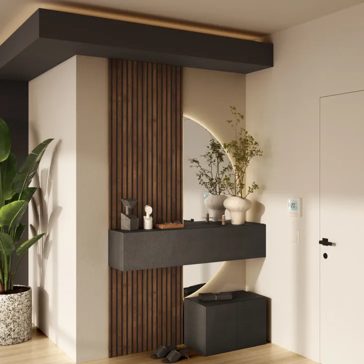 Pannello cannettato a muro 69x74h cm rovere scuro Sunset Decor