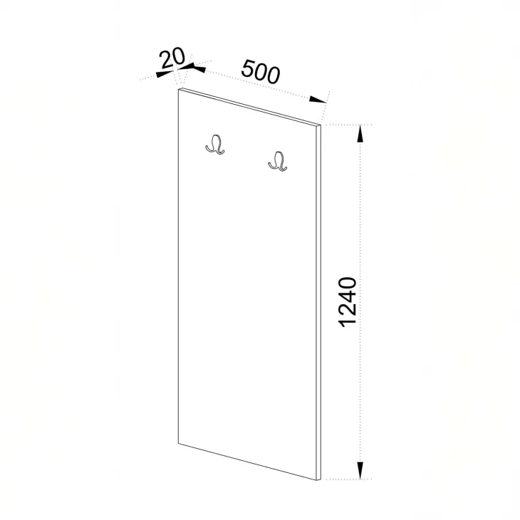 Pannello ingresso 50x124h cm appendiabiti noce Raymonda