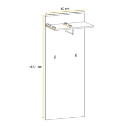 Pannello parete con mensola e appendiabiti 60x157h cm antracite California Gihome®