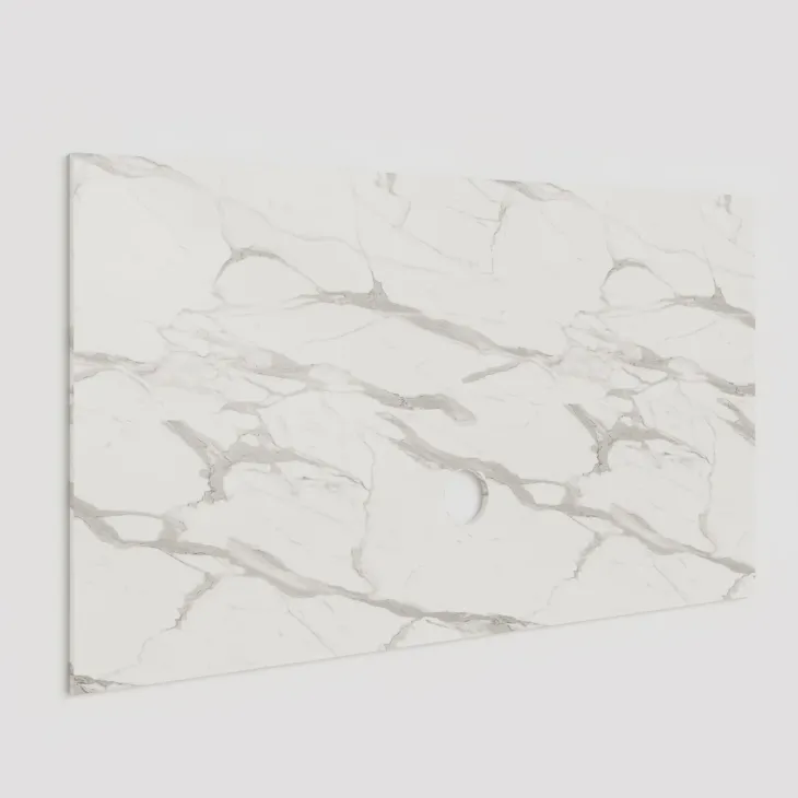 Pannello porta tv 180x100h cm effetto marmo bianco Sunset