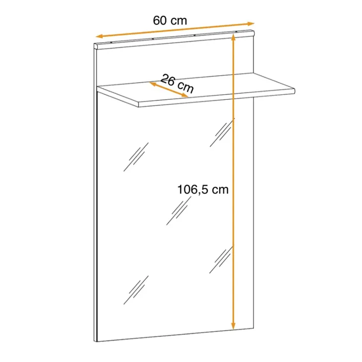 Pannello specchio con mensola 60x106h cm rovere sonoma California Gihome®