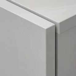 Parete attrezzata con biocamino 160x120h cm pannello effetto cannettato grigio perla rovere Luvox