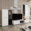 Parete attrezzata con vetrina 235x180h cm bianco nero Leeds