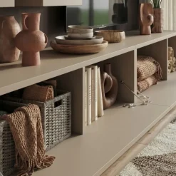 Parete attrezzata moderna 270x176h cm beige cashmere Emotion Gihome®