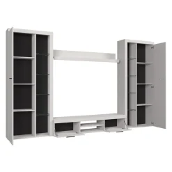 Parete attrezzata soggiorno 300x190h cm con porta tv bianco Haarlem