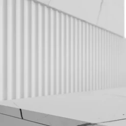 Parete attrezzata sospesa 220x150h cm con colonna bianco cannettato effetto marmo Ilaria