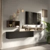 Parete attrezzata sospesa 190x120h cm moderna beige rovere scuro ossido Sunset 87