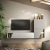 Parete attrezzata sospesa 193x150h cm moderna grigio chiaro e scuro Sunset 94