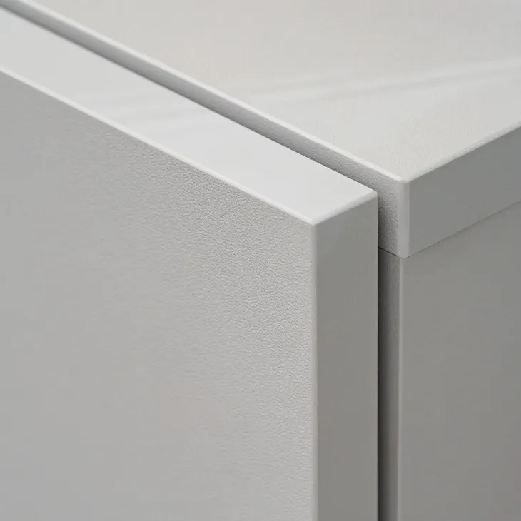 Parete attrezzata sospesa 160x120h cm pannello effetto cannettato grigio perla rovere Luvox