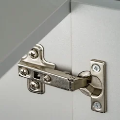 Parete attrezzata sospesa 160x120h cm pannello effetto cannettato grigio perla rovere Luvox